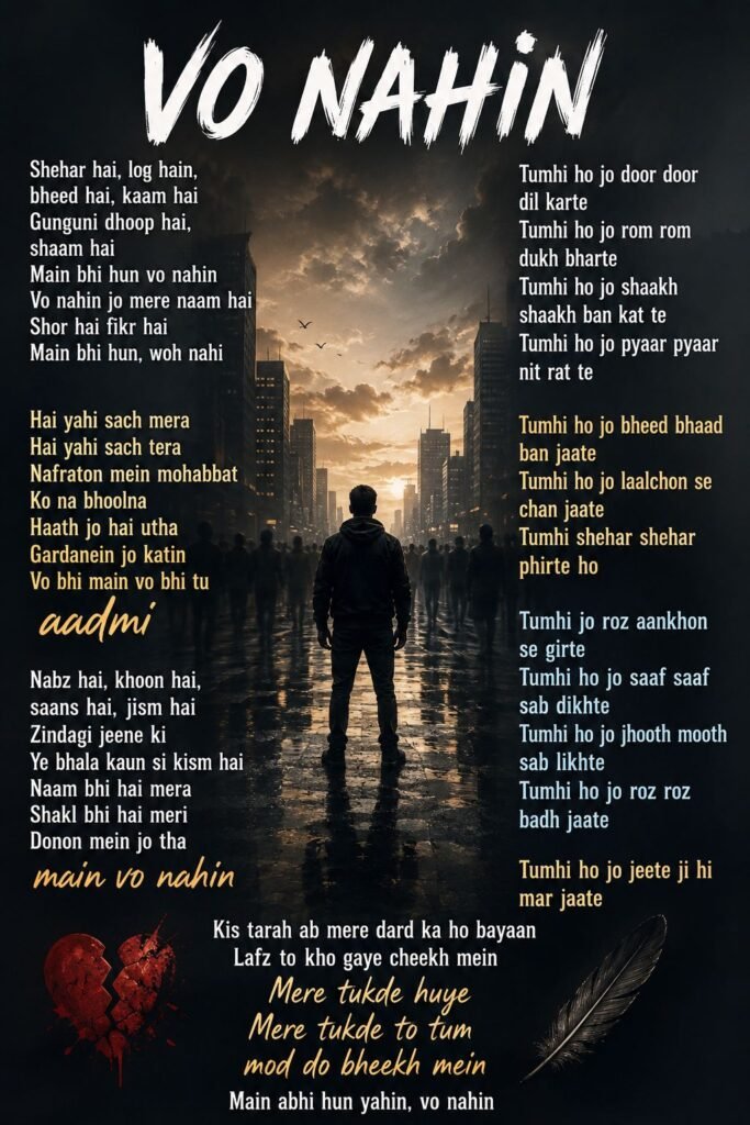 Vo Nahin song lyrics in hindi